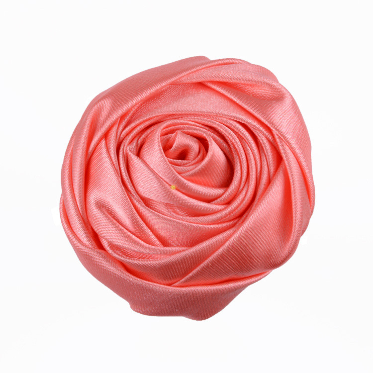 5 cm Diameter Solid Color Satin Fabric Rose Flowers Wholesale