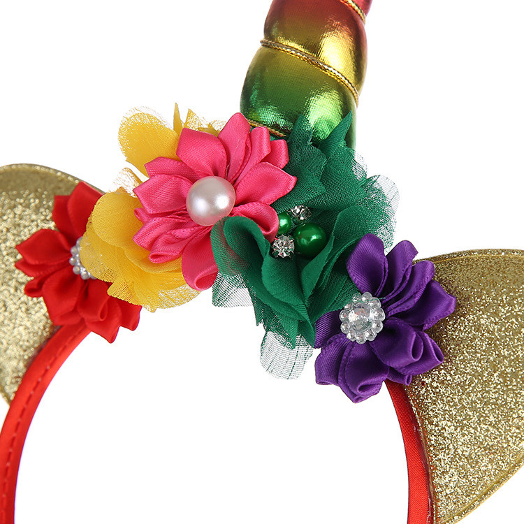 Wholesale kids unicorn hair bands with flowers