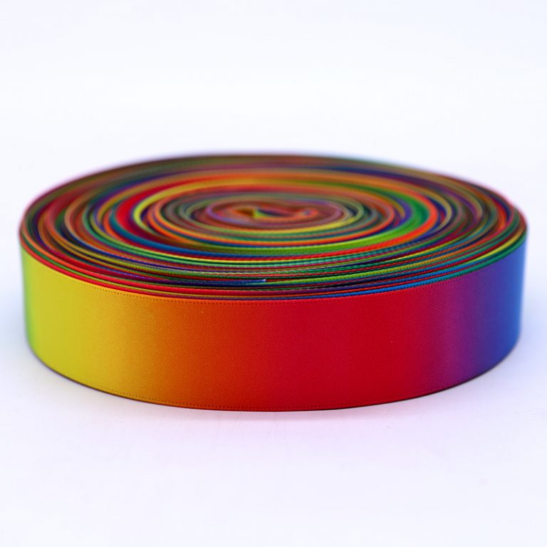 1 inch printed rainbow double sided satin ribbon/25 mm grosgrain ribbon