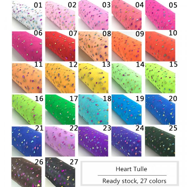 27 colors heart fancy tulle fabric mesh fabric for DIY