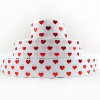 MingRibbon In Stock 25 mm width Valentine gift packing ribbon, custom foil printed celebrate grosgrain ribbon