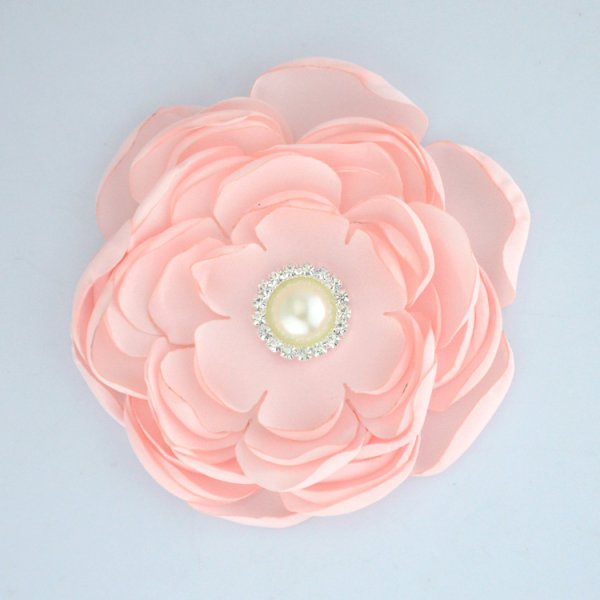 10 cm diameter handmade fabric flower with pearl wholesale