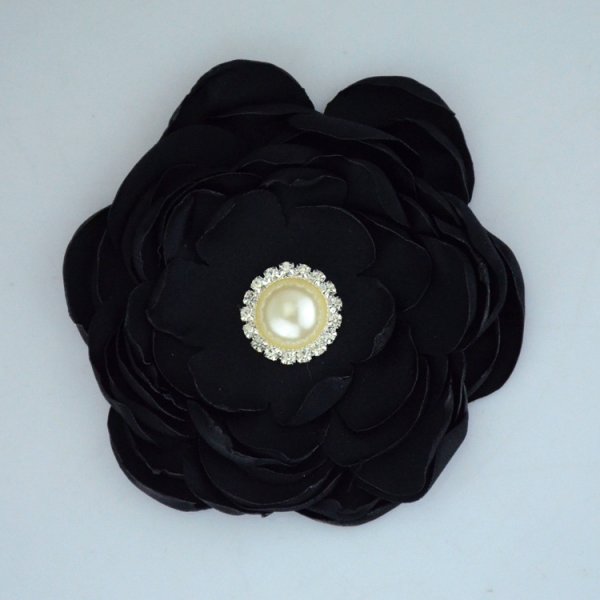 10 cm diameter handmade fabric flower with pearl wholesale