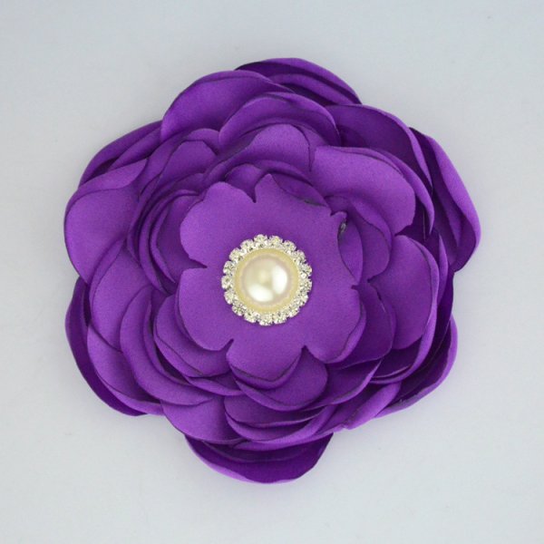 10 cm diameter handmade fabric flower with pearl wholesale