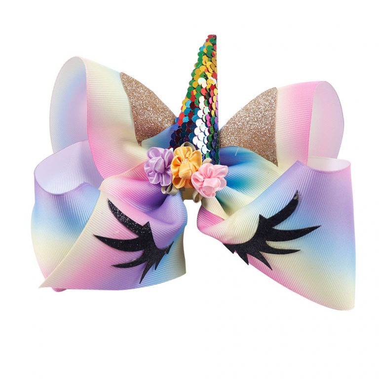 8" unicorn hair bow, party decorative hair bow with clip wholesale