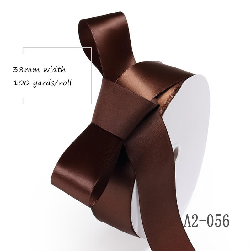 196 colors 38mm single faced brown satin ribbon