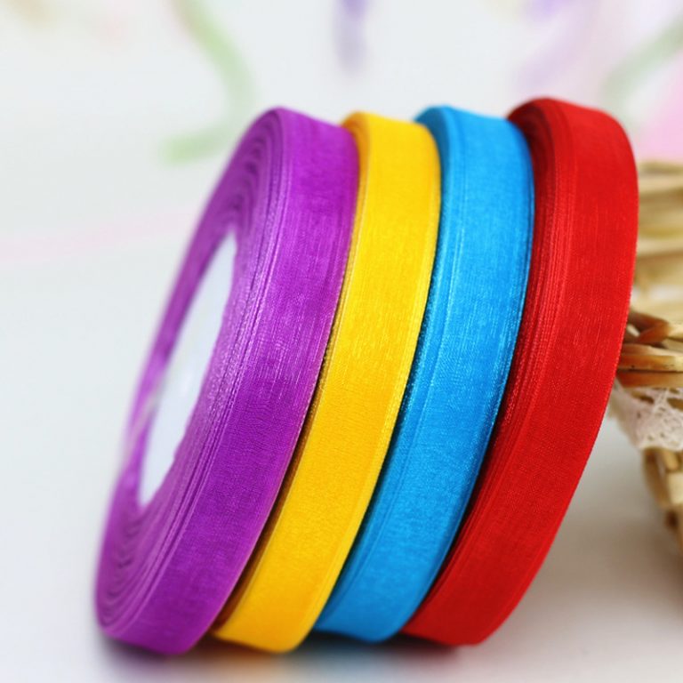 66 colors available 13 mm wide nylon organza ribbon rolls