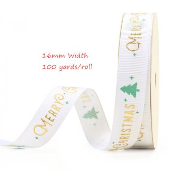 MingRibbon Ready Stock 5/8“ Decorative Christmas Ribbon, 16mm Wide Printed Grosgrain Ribbon