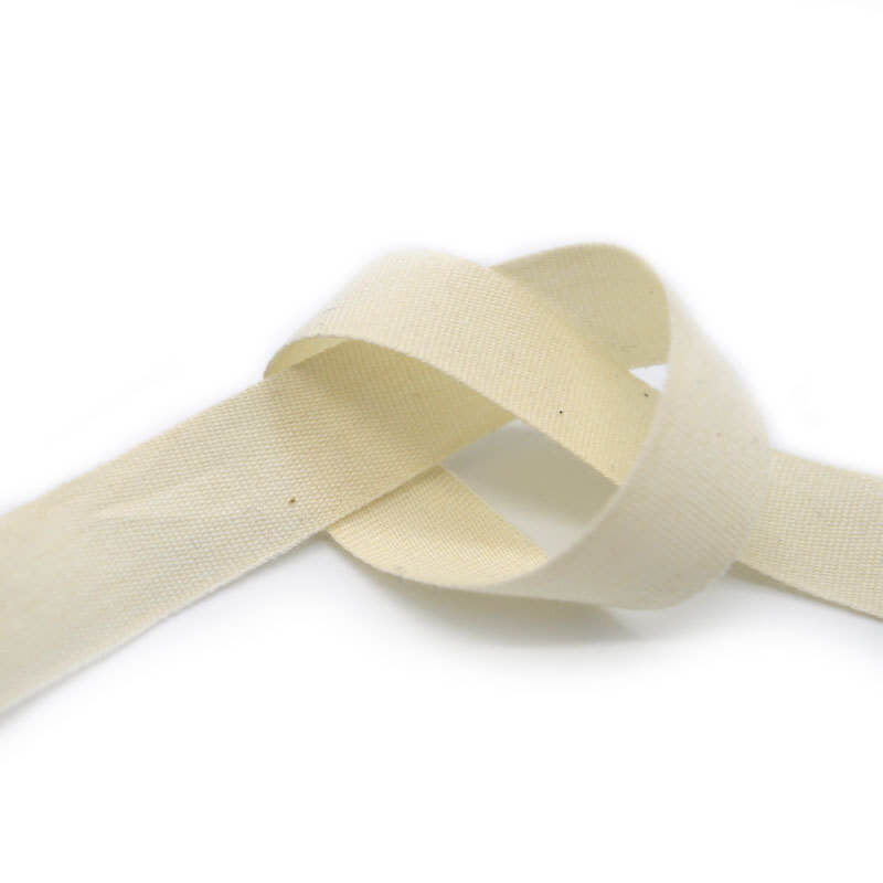 Ivory Cotton Twill Fabric Ribbon, 7/8x25 yards