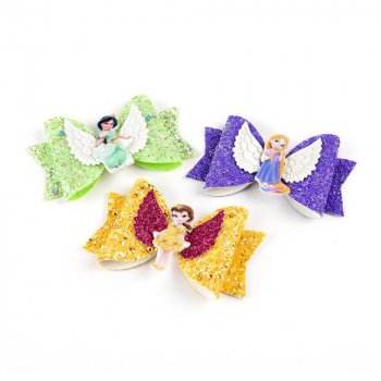 MingRibbon Wholesale 3 Inch Glitter Hair Bows, Princess Hair Bow