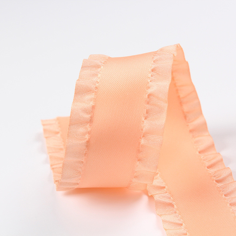 Wholesale double ruffle ribbon, frill ribbon, polyester decorative