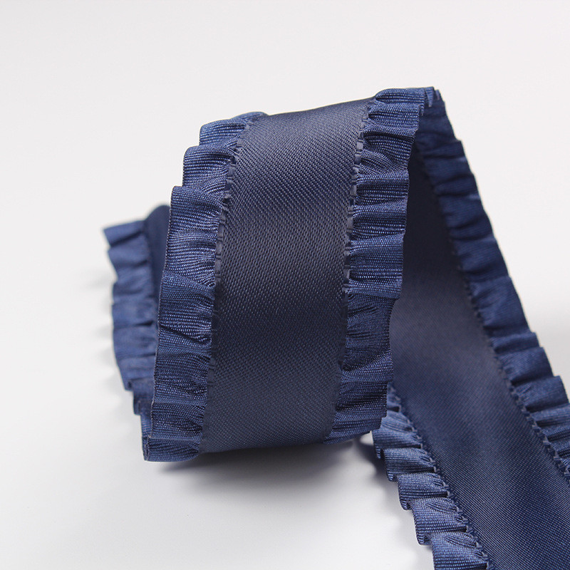 White Ruffle Ribbon Design Wholesale double ruffle ribbon, frill ribbon, polyester decorative ...