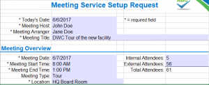Excel Application Project - Meeting Services Request screen shot 01