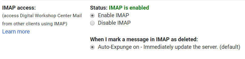 Enable IMAP