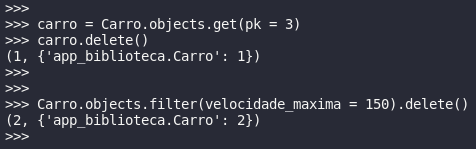 removendo objetos com delete django