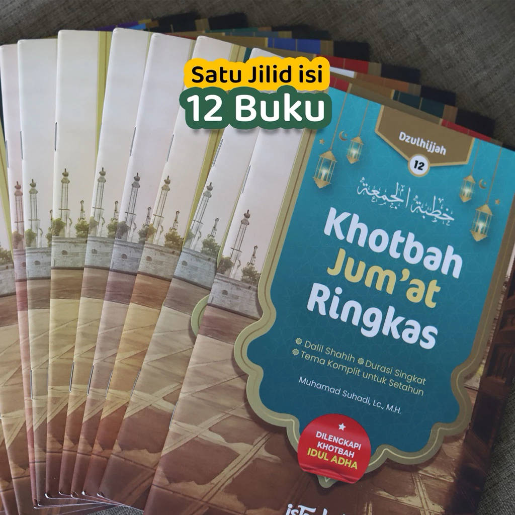 12 buku tertata rapi dengan cover plastik