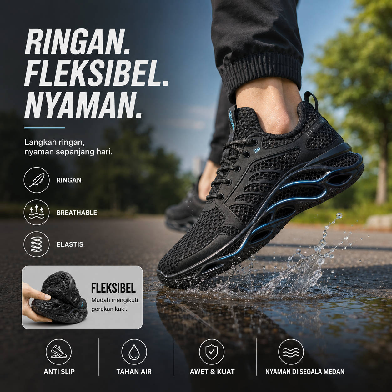 Sepatu Aeroforce varian biru tampak samping