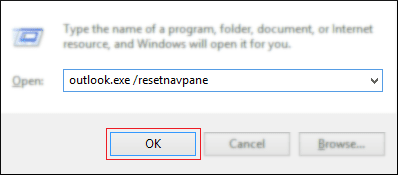 reset navigation pane error in outlook