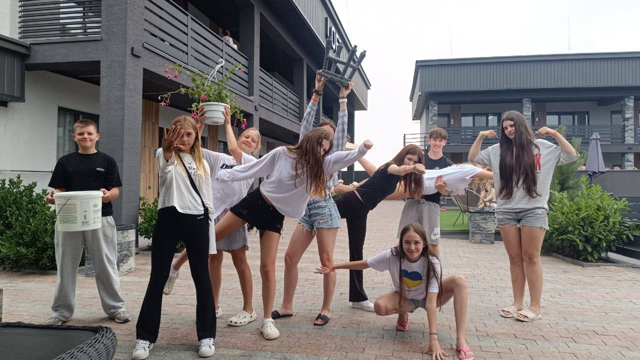 Camp participants enjoying a group activity outside