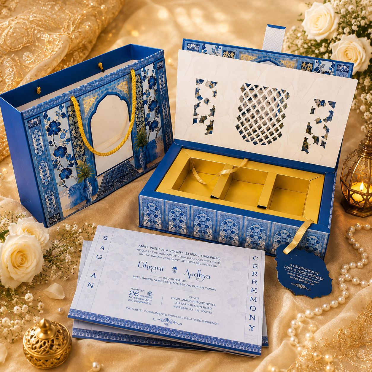 Open wedding box presentation