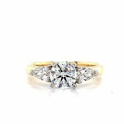 Three Stone Diamond Ring in 18k Yellow Gold & Platinum (1.34ct total)