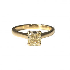 1ct Yellow Cushion Cut Diamond Solitaire 