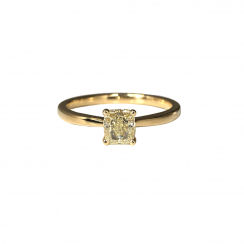 0.710ct Yellow Cushion Cut Diamond Solitaire