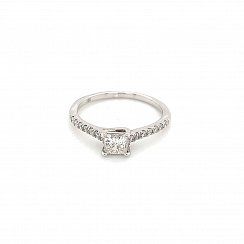 Princess Cut Solitaire with Diamond Accents 