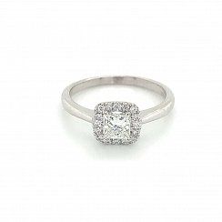 0.52ct Princess cut Diamond Halo Ring 