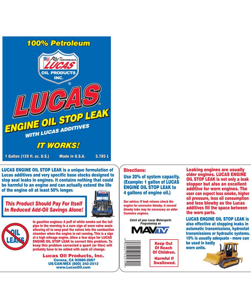 Engine Oil Stop Leak, Lucas Oil
