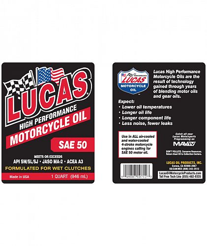 Lucas 50 wt. Motorcycle Oil