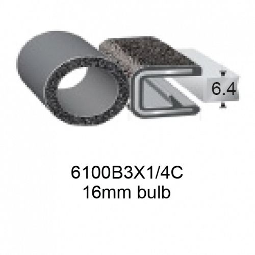 RUBBER EDGE TRIMS WITH 16mm BULB - 6.3mm PANEL (1/4")