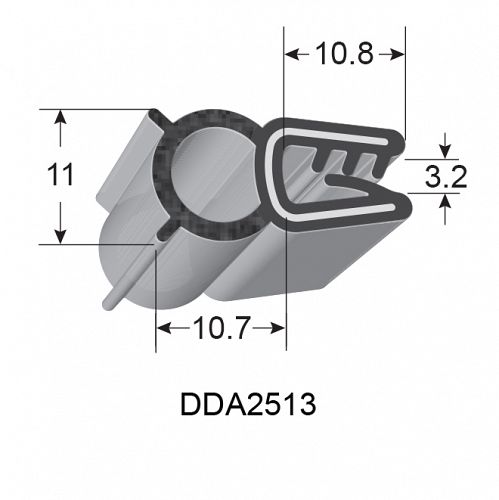 RUBBER EDGE TRIMS WITH 10mm BULB - 3.2mm PANEL (1/8