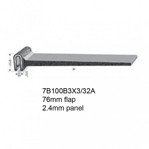 RUBBER EDGE TRIMS WITH 76mm FLAP - 2.4mm PANEL 