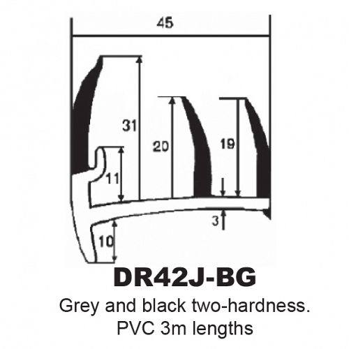 P.V.C SECTIONS - DUROMETER DOOR SEAL - (GREY/D GREY)