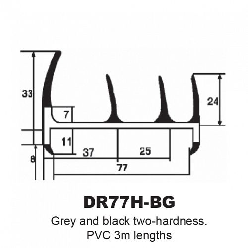 P.V.C SECTIONS - DUROMETER DOOR SEAL - (GREY/D GREY)