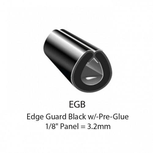 RUBBER EXTRUSIONS - EDGE GUARD 3.2mm PANEL - W/ PRE-GLUE - BLACK