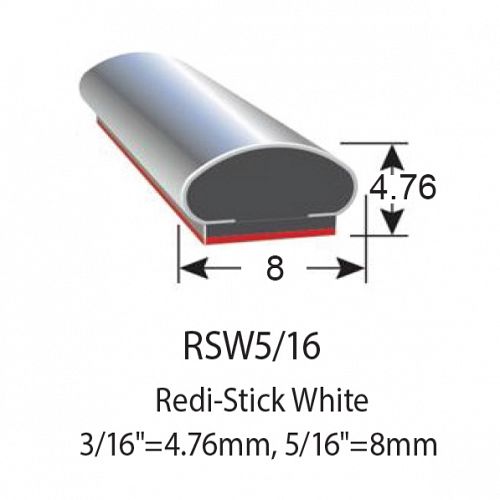 RUBBER EXTRUSIONS - REDI-STICK WHITE - 4.76x8mm 
