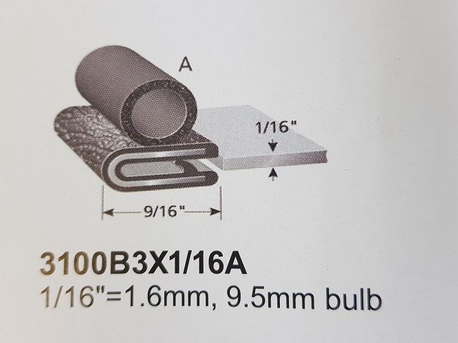 PINCHWELD WITH BULB ON SIDE 9.5mm