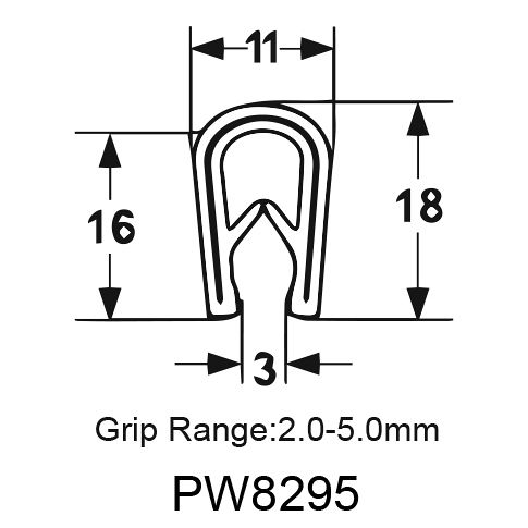 PINCHWELD – EPDM/PVC EDGE TRIM 50meter Roll 