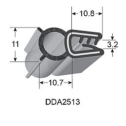 RUBBER EDGE TRIMS WITH 10mm BULB - 3.2mm PANEL (1/8