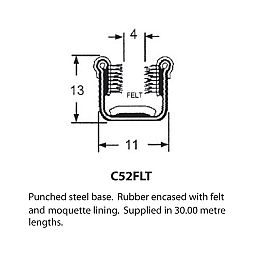 GLASS CHANNELING FLOCKED RUBBER - 11x13x4mm