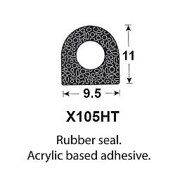 SPONGE RUBBER SEALS - 9.5x11mm