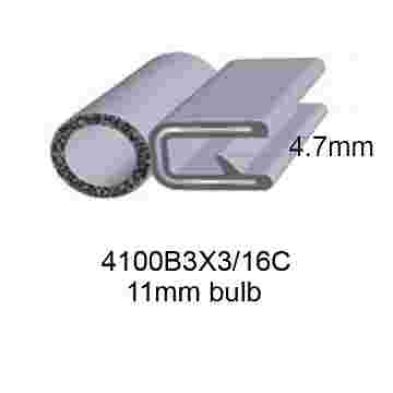 RUBBER EDGE TRIMS WITH 11mm BULB - 4.7mm PANEL (3/16")