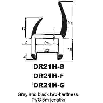 P.V.C SECTIONS - DUROMETER DOOR SEAL - (BLACK/GREY)