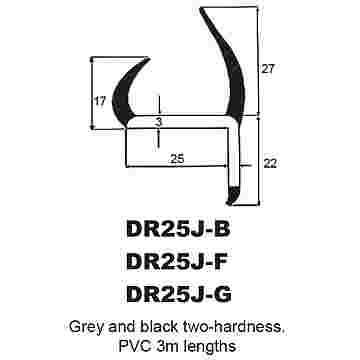 P.V.C SECTIONS - DUROMETER DOOR SEAL - (LIGHT GREY)