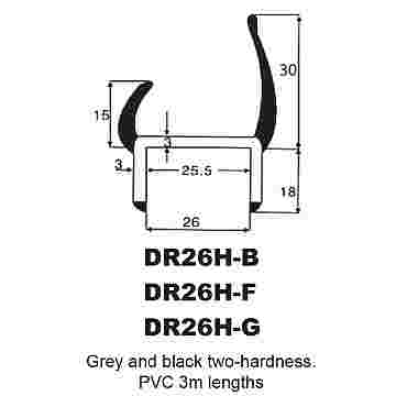 P.V.C SECTIONS - DUROMETER DOOR SEAL - (LIGHT GREY)