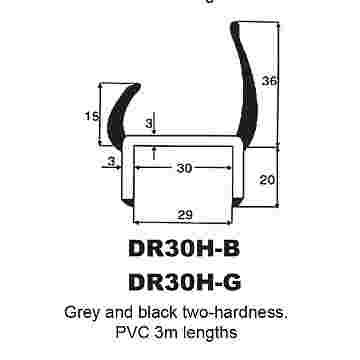 P.V.C SECTIONS - DUROMETER DOOR SEAL - (GREY/D GREY)