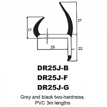 P.V.C SECTIONS - DUROMETER DOOR SEAL - (LIGHT GREY)