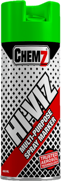 CHEMZ HI-VIZ GREEN MARKER SPRAY UPSIDE DOWN